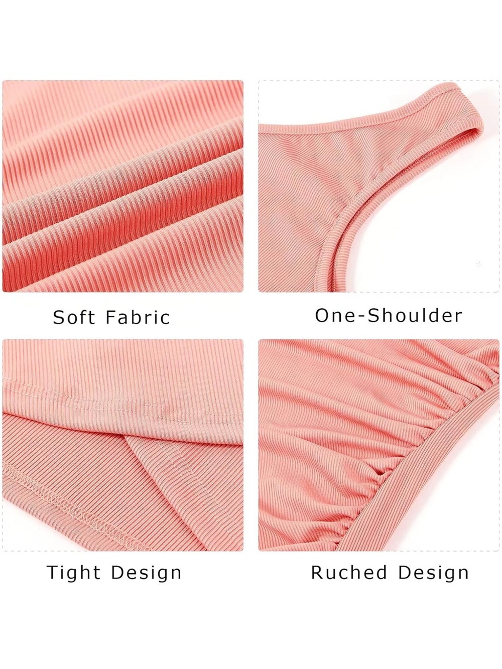One-Shoulder Pink Ruched Mini Dress - Picture 4 of 6